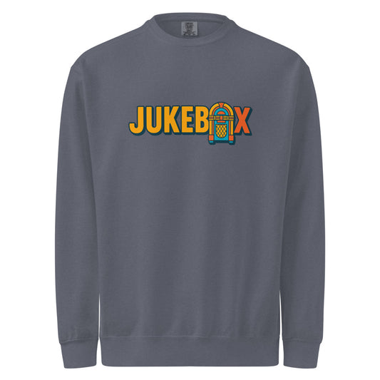 Jukebox — Printed Unisex Garment-Dyed Sweatshirt | Comfort Colors 1566 (Blue Jean)
