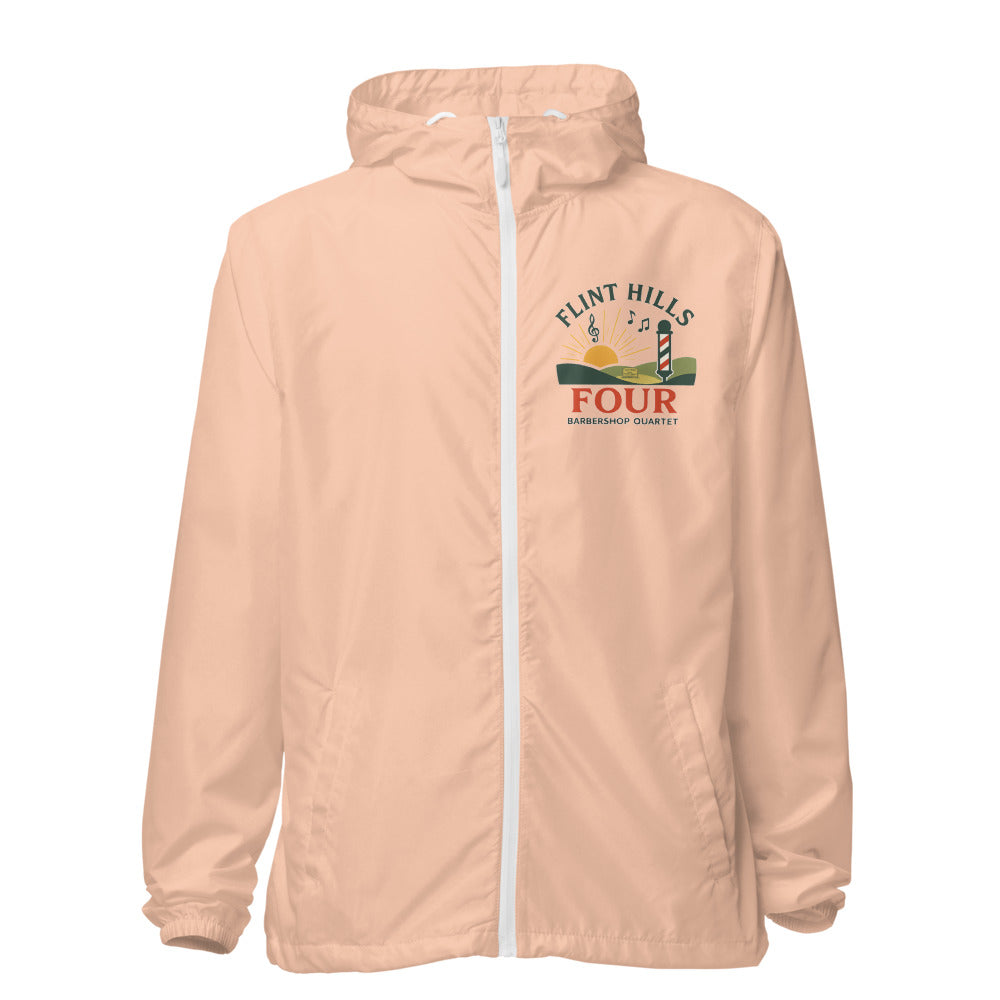Flint Hills Four — Unisex Lightweight Zip Up Windbreaker | Independent Trading Co. EXP54LWZ (Aqua/White Zipper)