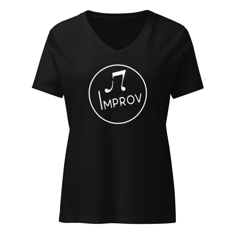 Improv — Women's Relaxed V-Neck T-Shirt | Bella Canvas 6405CVC (Solid Black Blend)