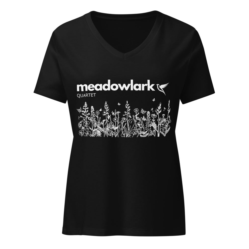 Meadowlark — Women's Relaxed V-Neck T-Shirt | Bella Canvas 6405CVC (Heather Slate)