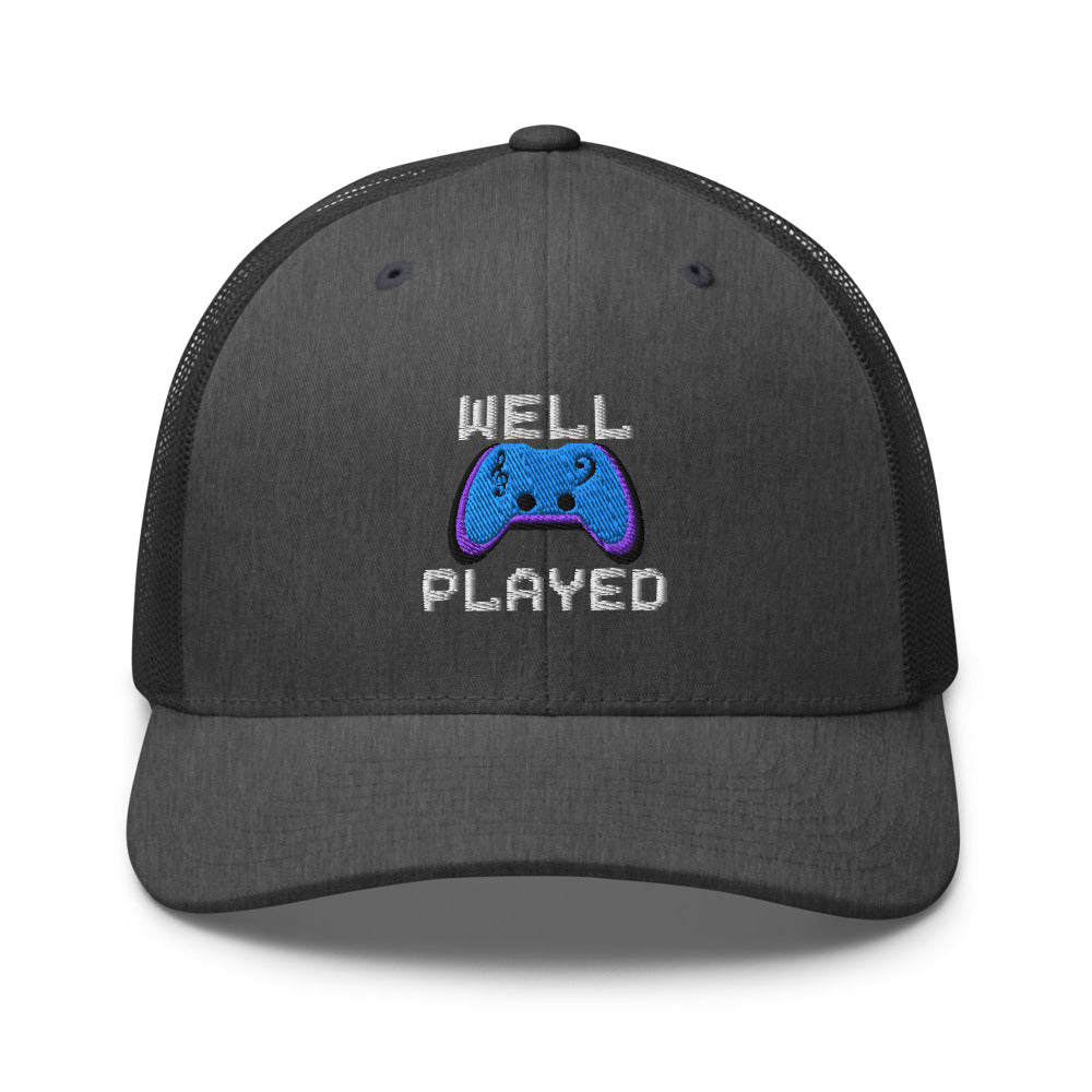 Well Played — Retro Trucker Hat | Yupoong 6606 (Black/ White)