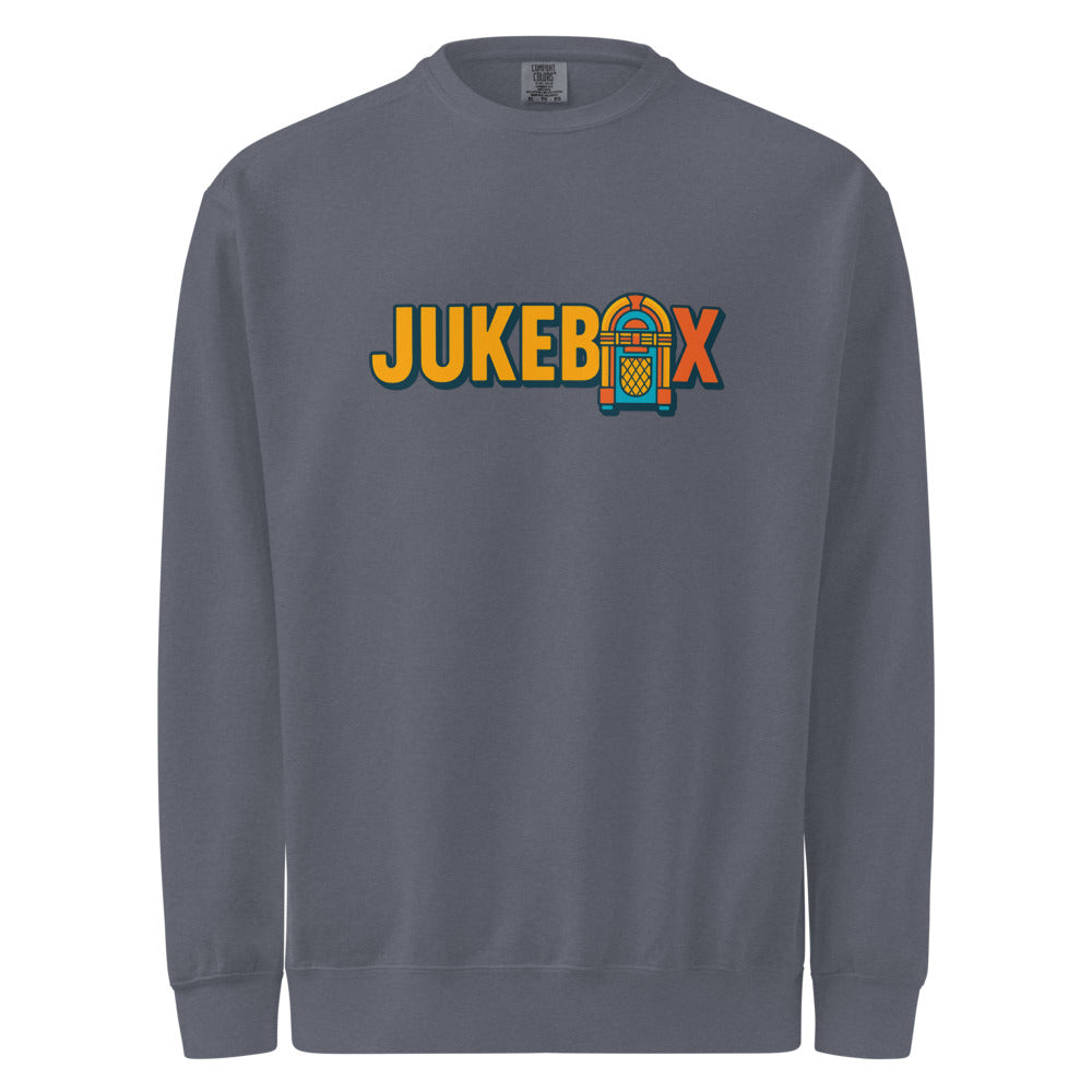 Jukebox — Printed Unisex Garment-Dyed Sweatshirt | Comfort Colors 1566 (Blue Jean)