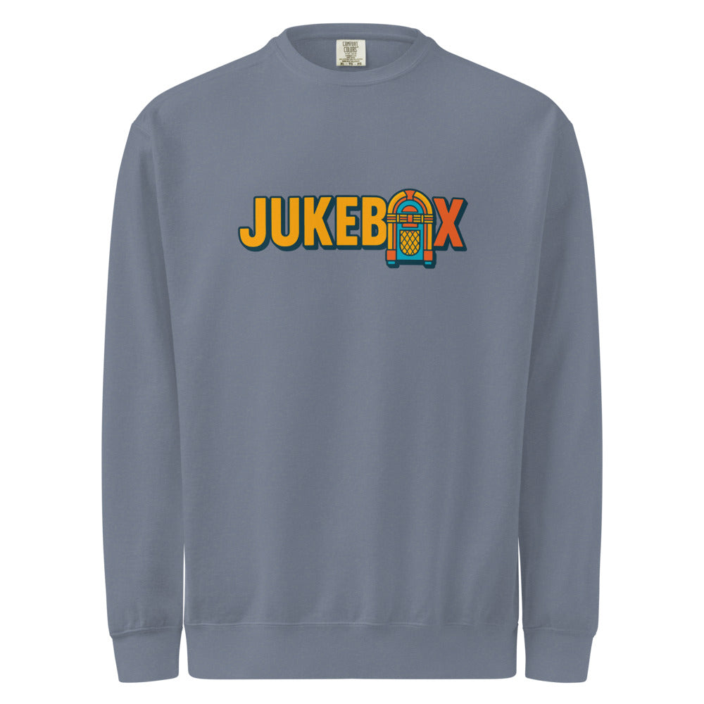 Jukebox — Printed Unisex Garment-Dyed Sweatshirt | Comfort Colors 1566 (Blue Jean)