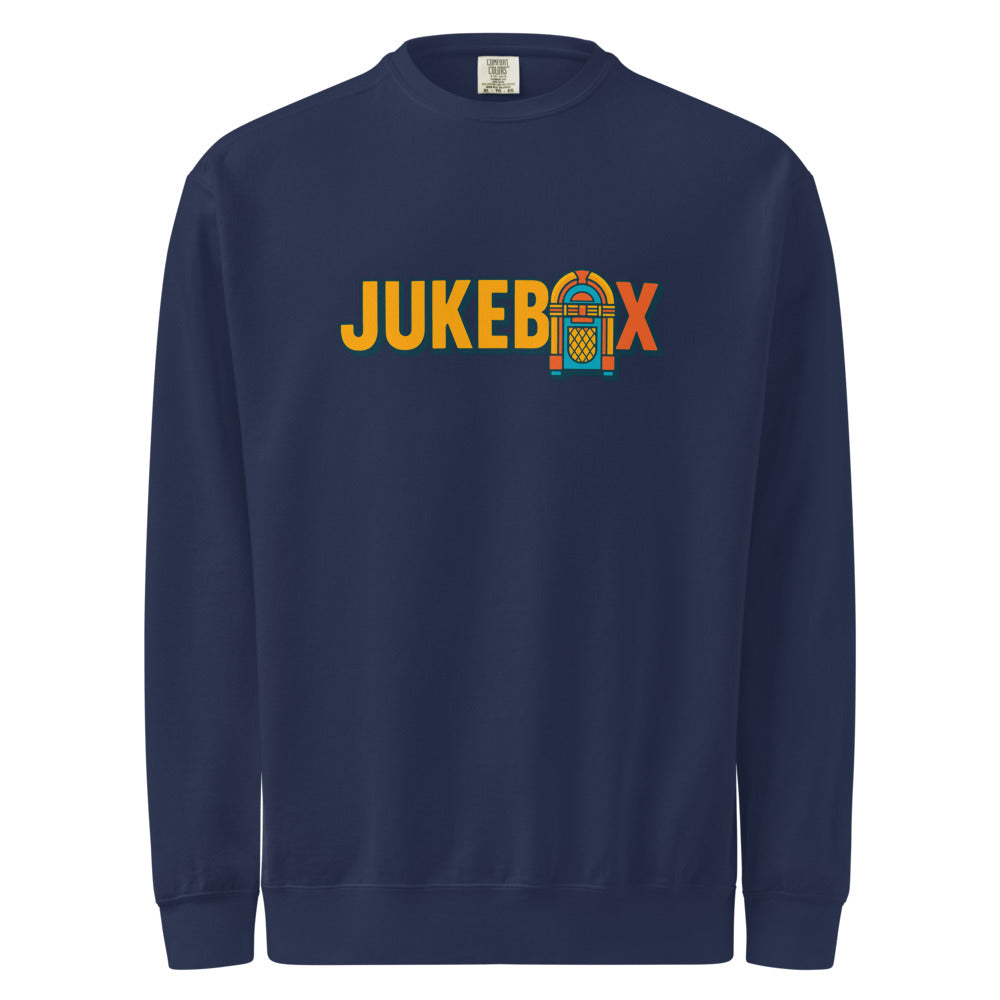 Jukebox — Printed Unisex Garment-Dyed Sweatshirt | Comfort Colors 1566 (Blue Jean)
