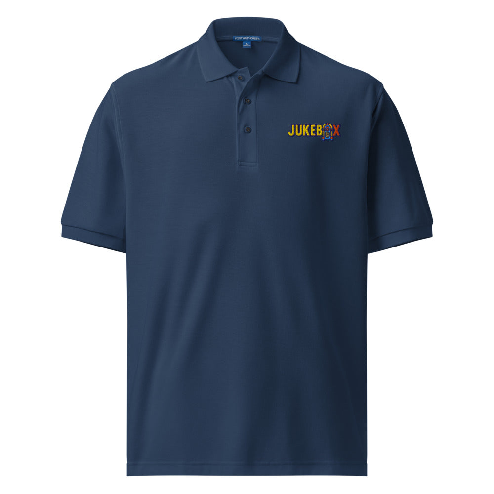 Jukebox — Embroidered Men’s Premium Polo Shirt | Port Authority K500 (Steel Grey)