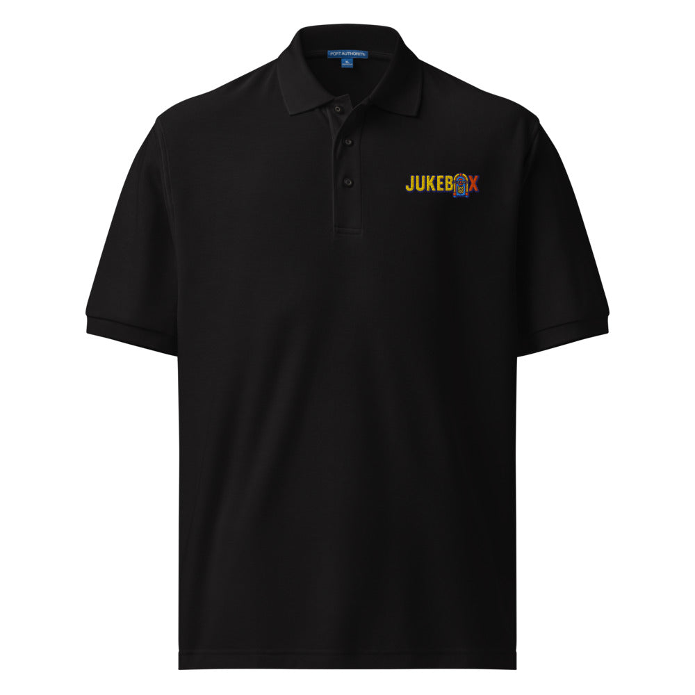 Jukebox — Embroidered Men’s Premium Polo Shirt | Port Authority K500 (Steel Grey)