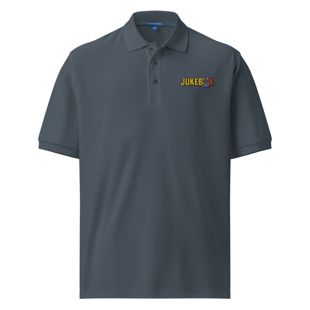 Jukebox — Embroidered Men’s Premium Polo Shirt | Port Authority K500 (Steel Grey)