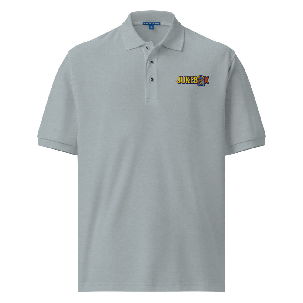 Jukebox — Embroidered Men’s Premium Polo Shirt | Port Authority K500 (Steel Grey)