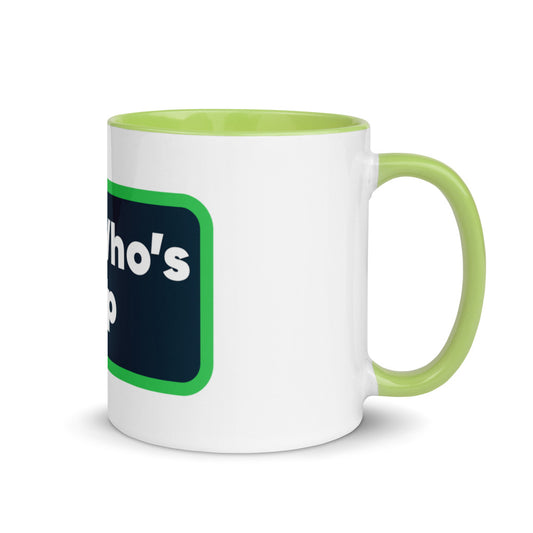 Who's Up — White Ceramic Mug with Color Inside (Dark Blue)