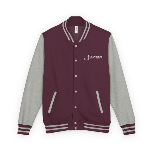 Cranberry Men's Chorus — Unisex Heavyweight Letterman Jacket | AWDis JH043 (Jet Black/Heather Grey)