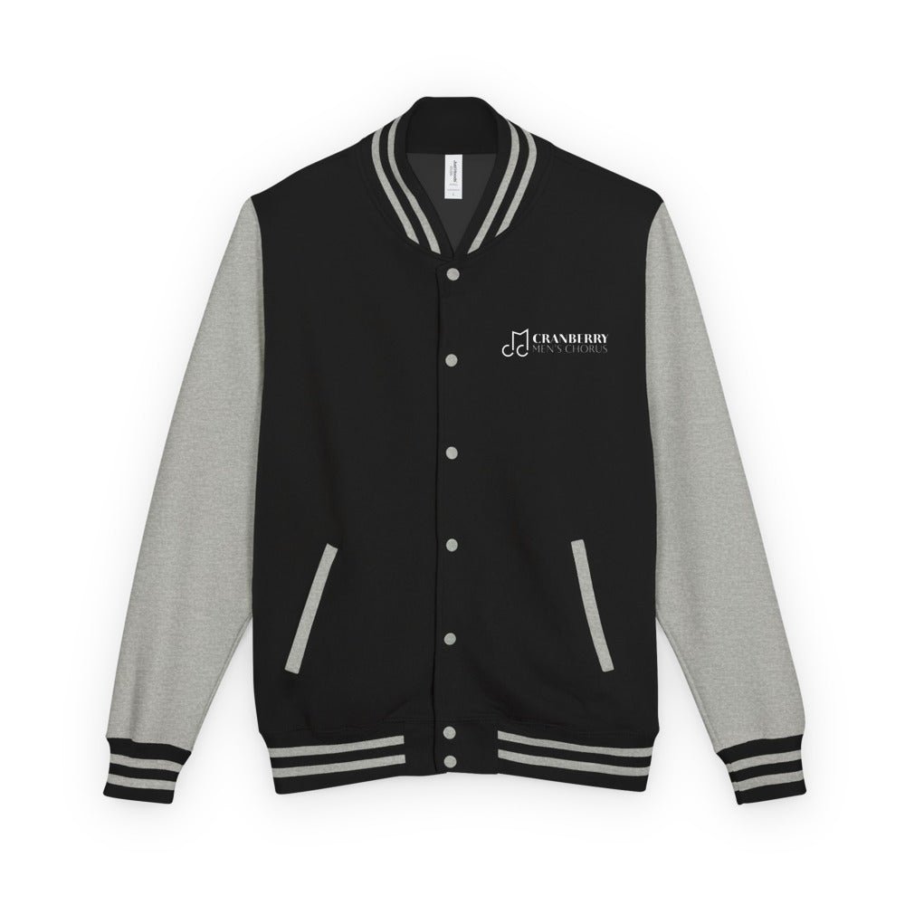 Cranberry Men's Chorus — Unisex Heavyweight Letterman Jacket | AWDis JH043 (Jet Black/Heather Grey)