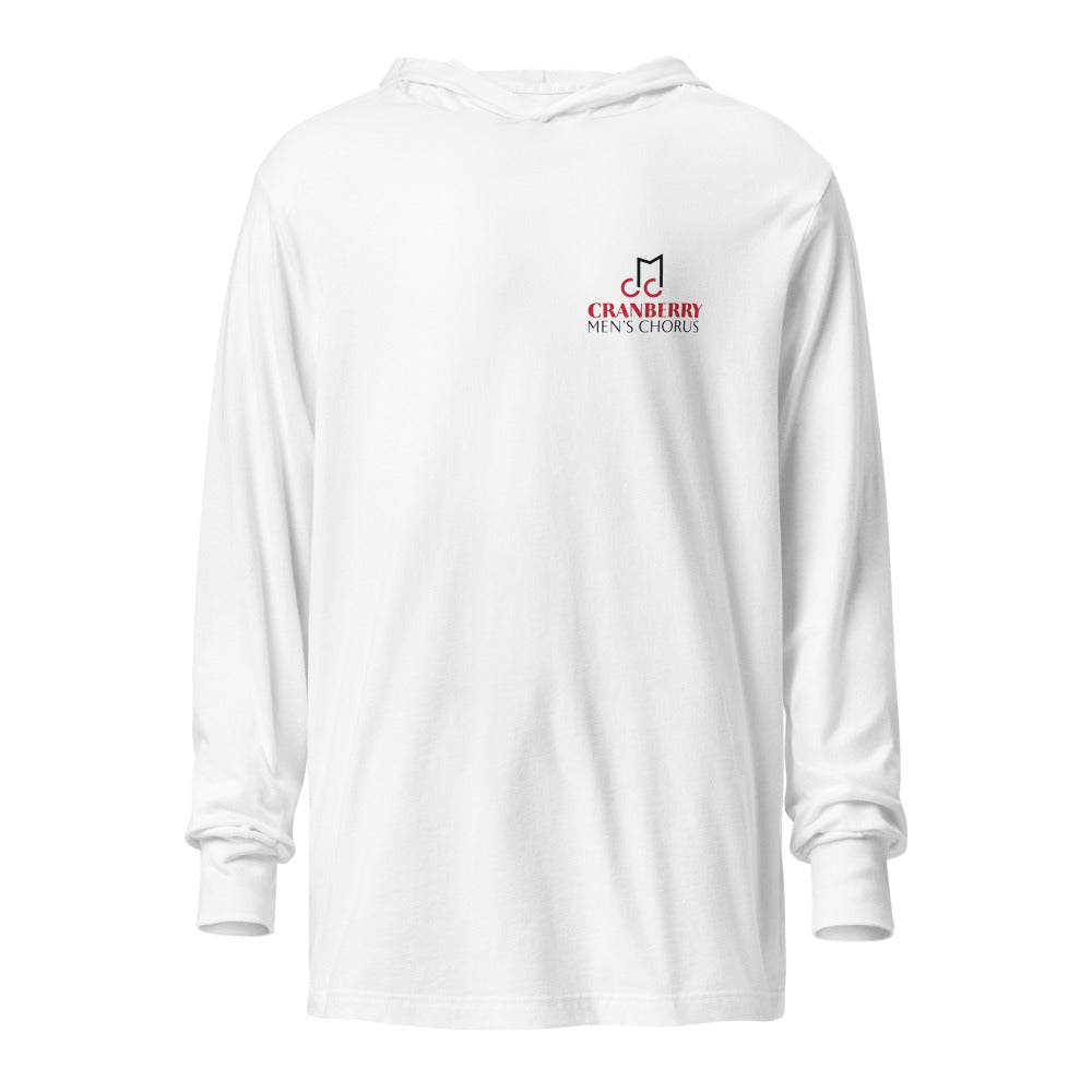 Cranberry Men's Chorus — Unisex Hooded Long Sleeve Tee | Bella Canvas 3512 (White)