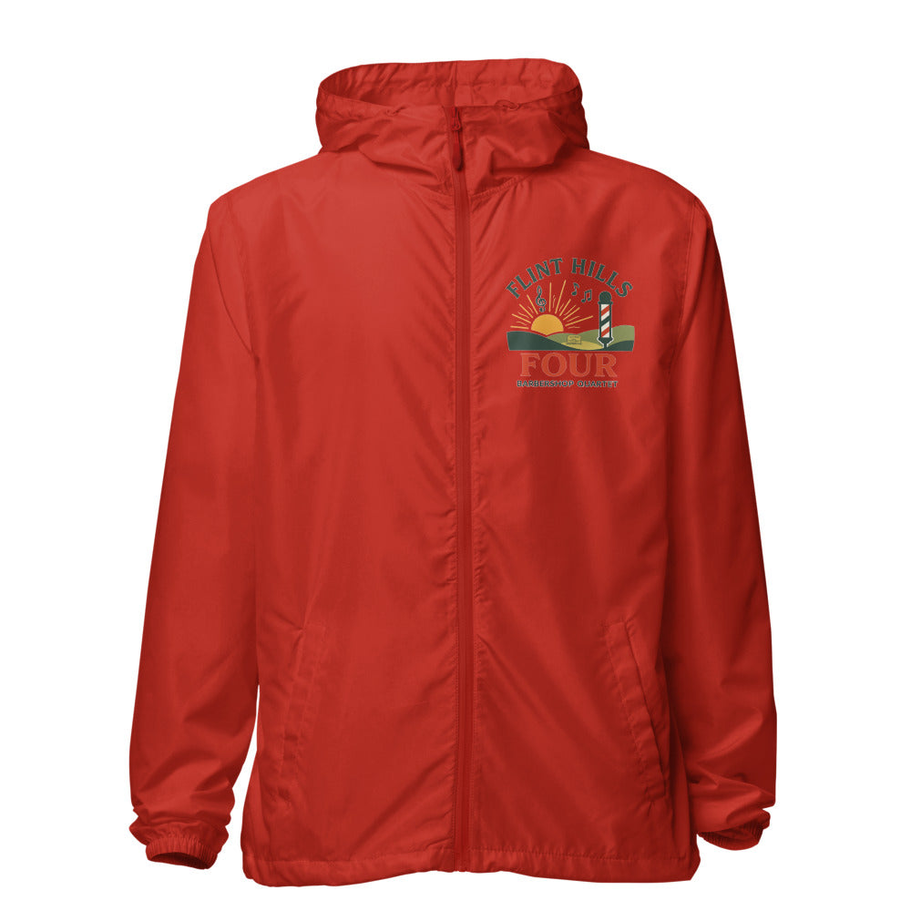 Flint Hills Four — Unisex Lightweight Zip Up Windbreaker | Independent Trading Co. EXP54LWZ (Aqua/White Zipper)