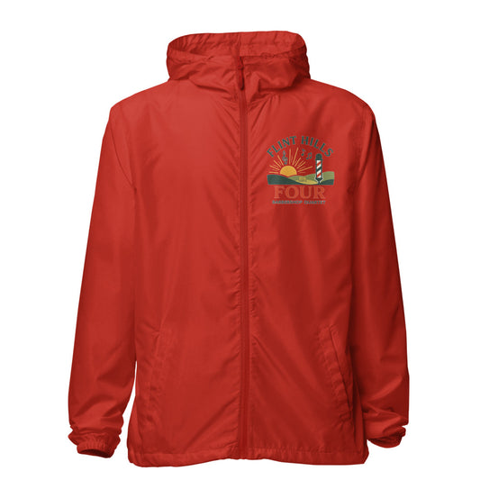 Flint Hills Four — Unisex Lightweight Zip Up Windbreaker | Independent Trading Co. EXP54LWZ (Aqua/White Zipper)