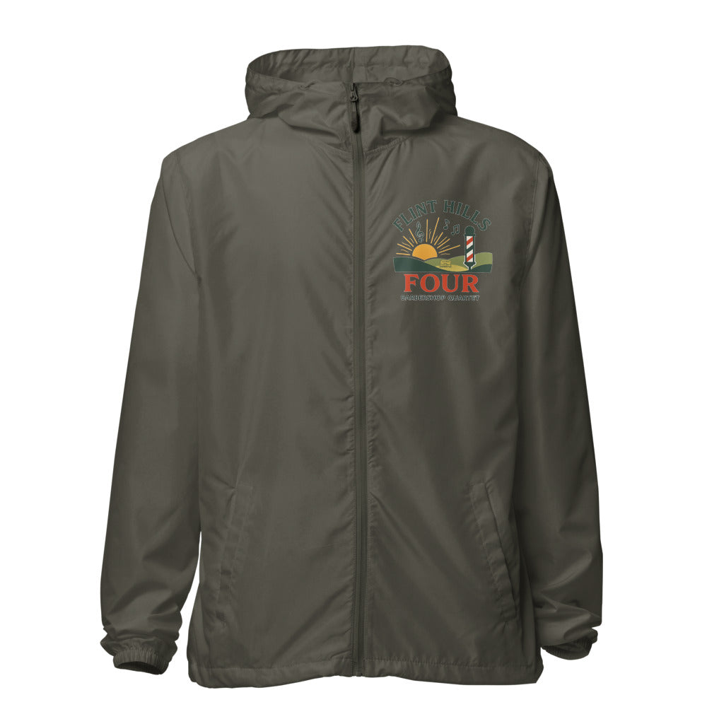 Flint Hills Four — Unisex Lightweight Zip Up Windbreaker | Independent Trading Co. EXP54LWZ (Aqua/White Zipper)
