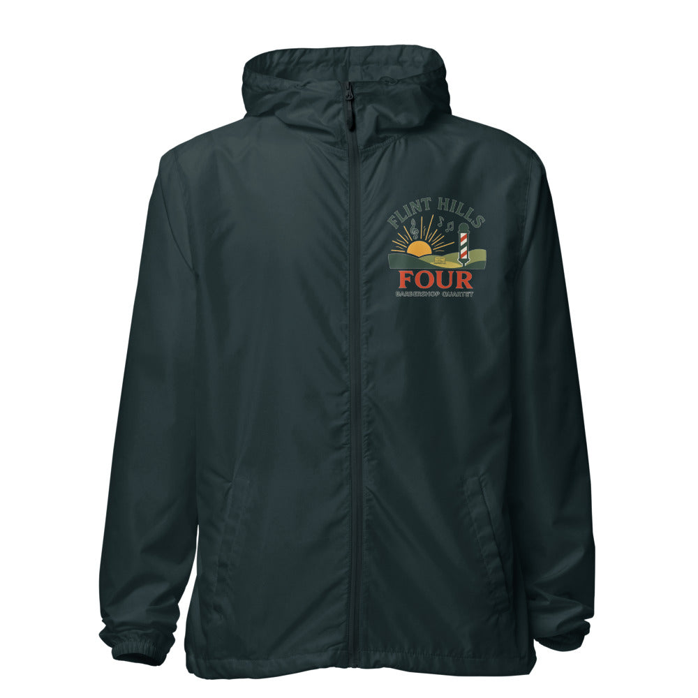 Flint Hills Four — Unisex Lightweight Zip Up Windbreaker | Independent Trading Co. EXP54LWZ (Aqua/White Zipper)