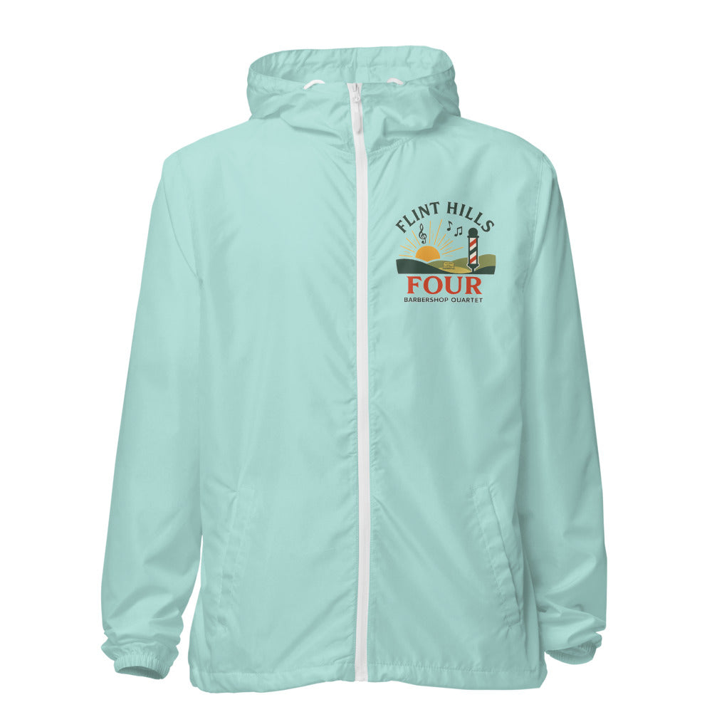 Flint Hills Four — Unisex Lightweight Zip Up Windbreaker | Independent Trading Co. EXP54LWZ (Aqua/White Zipper)