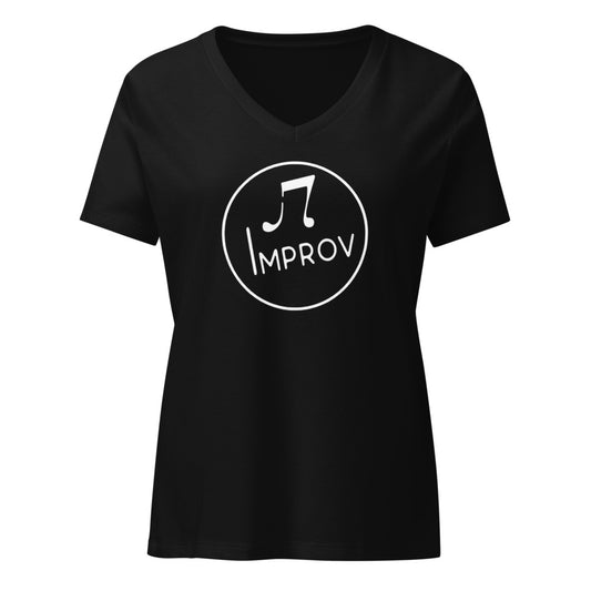 Improv — Women's Relaxed V-Neck T-Shirt | Bella Canvas 6405CVC (Solid Black Blend)