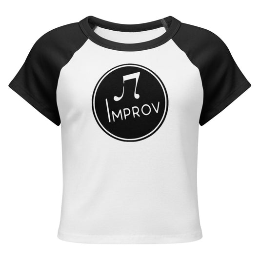Improv — Women's Micro Rib Raglan Baby Tee | Bella + Canvas 1201 (White/Black)