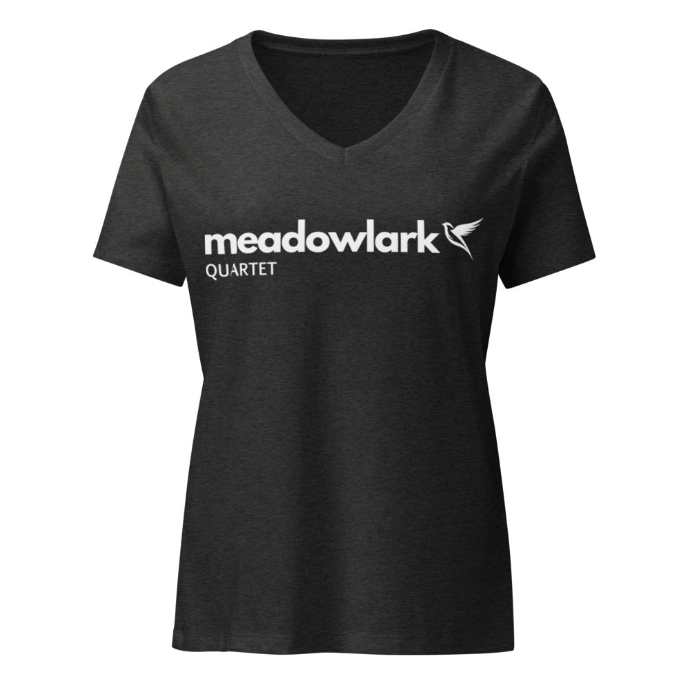 Meadowlark — Women's Relaxed V-Neck T-Shirt | Bella Canvas 6405CVC (Berry)