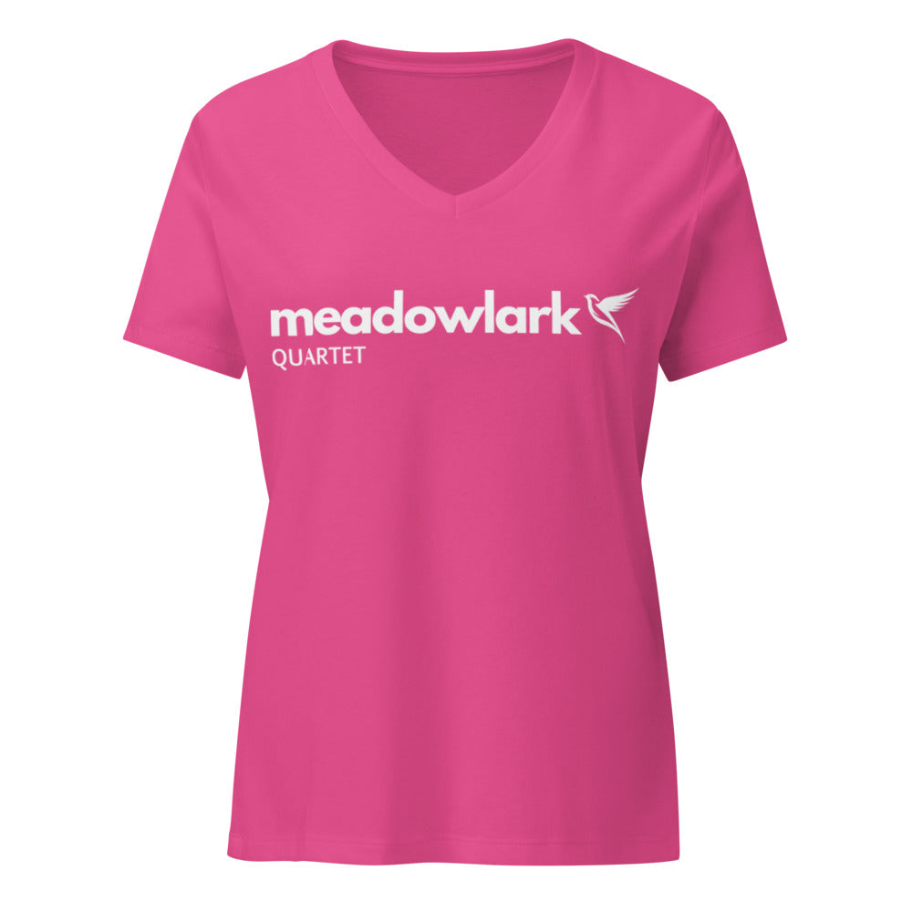 Meadowlark — Women's Relaxed V-Neck T-Shirt | Bella Canvas 6405CVC (Berry)