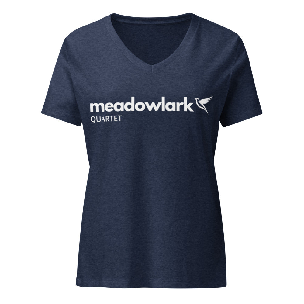 Meadowlark — Women's Relaxed V-Neck T-Shirt | Bella Canvas 6405CVC (Berry)