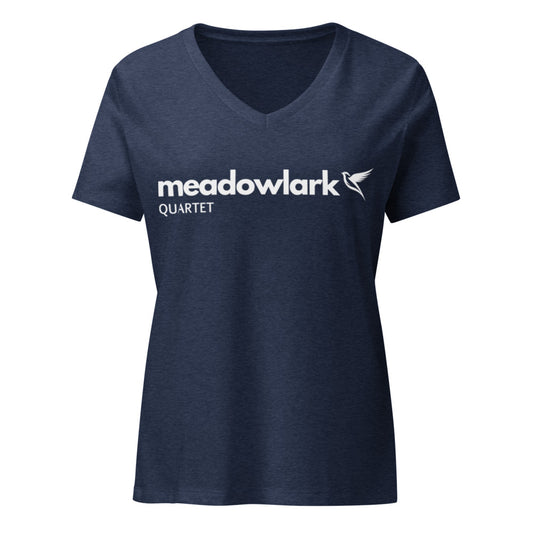 Meadowlark — Women's Relaxed V-Neck T-Shirt | Bella Canvas 6405CVC (Berry)