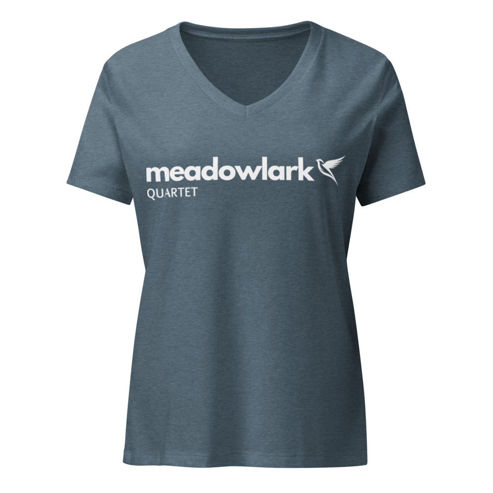 Meadowlark — Women's Relaxed V-Neck T-Shirt | Bella Canvas 6405CVC (Berry)