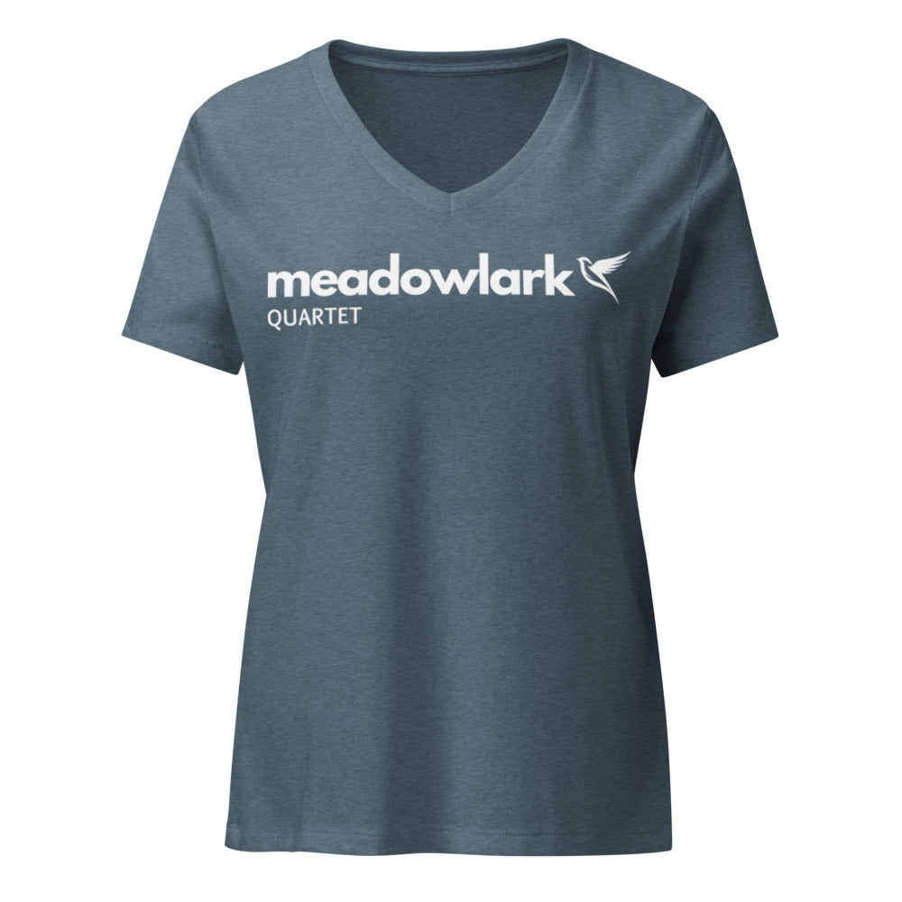 Meadowlark — Women's Relaxed V-Neck T-Shirt | Bella Canvas 6405CVC (Heather Slate)