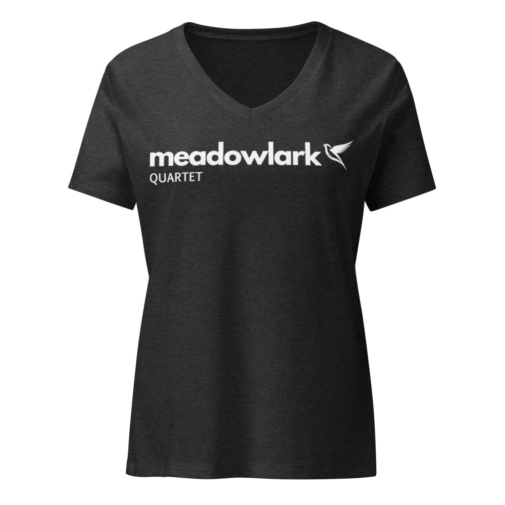 Meadowlark — Women's Relaxed V-Neck T-Shirt | Bella Canvas 6405CVC (Heather Slate)