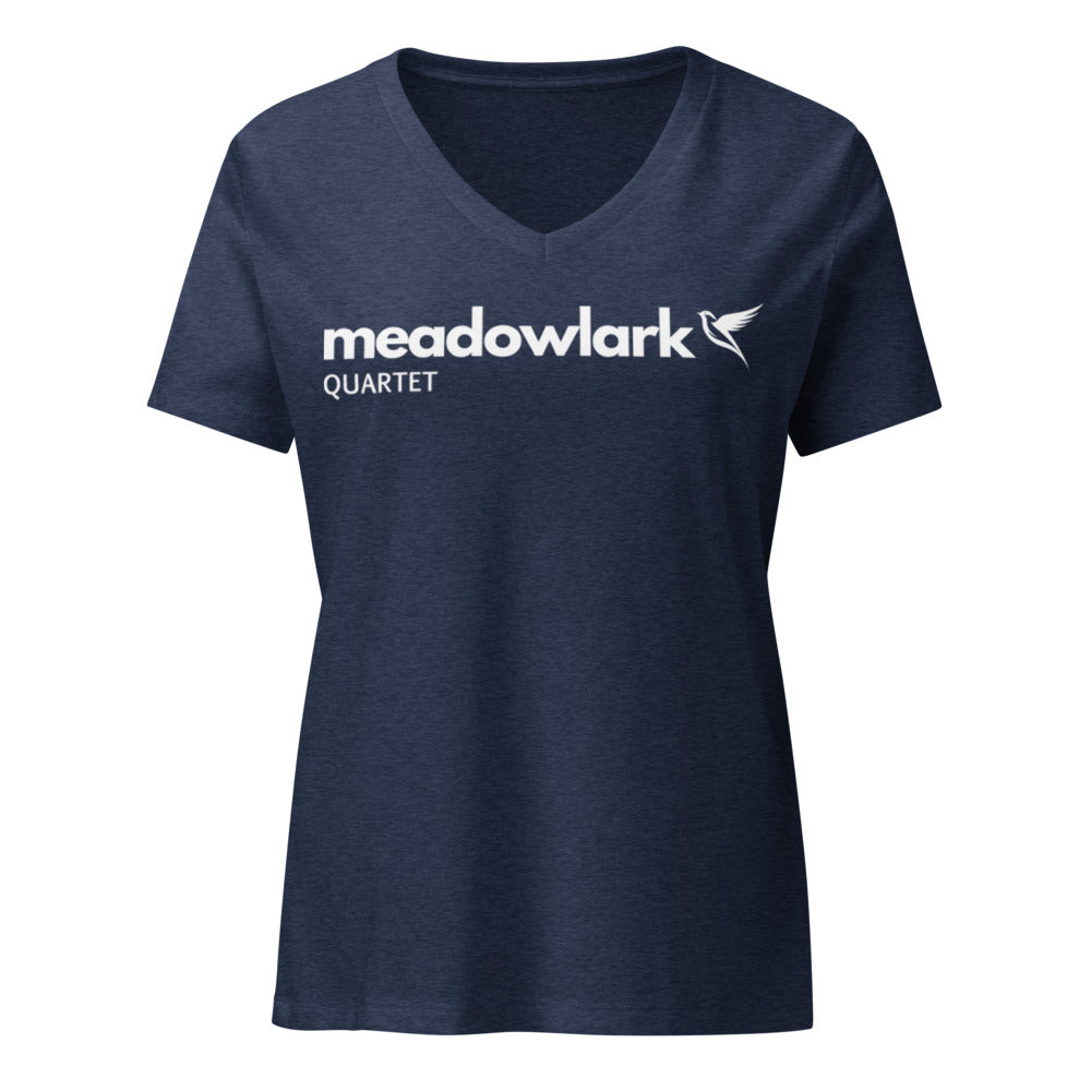 Meadowlark — Women's Relaxed V-Neck T-Shirt | Bella Canvas 6405CVC (Heather Slate)
