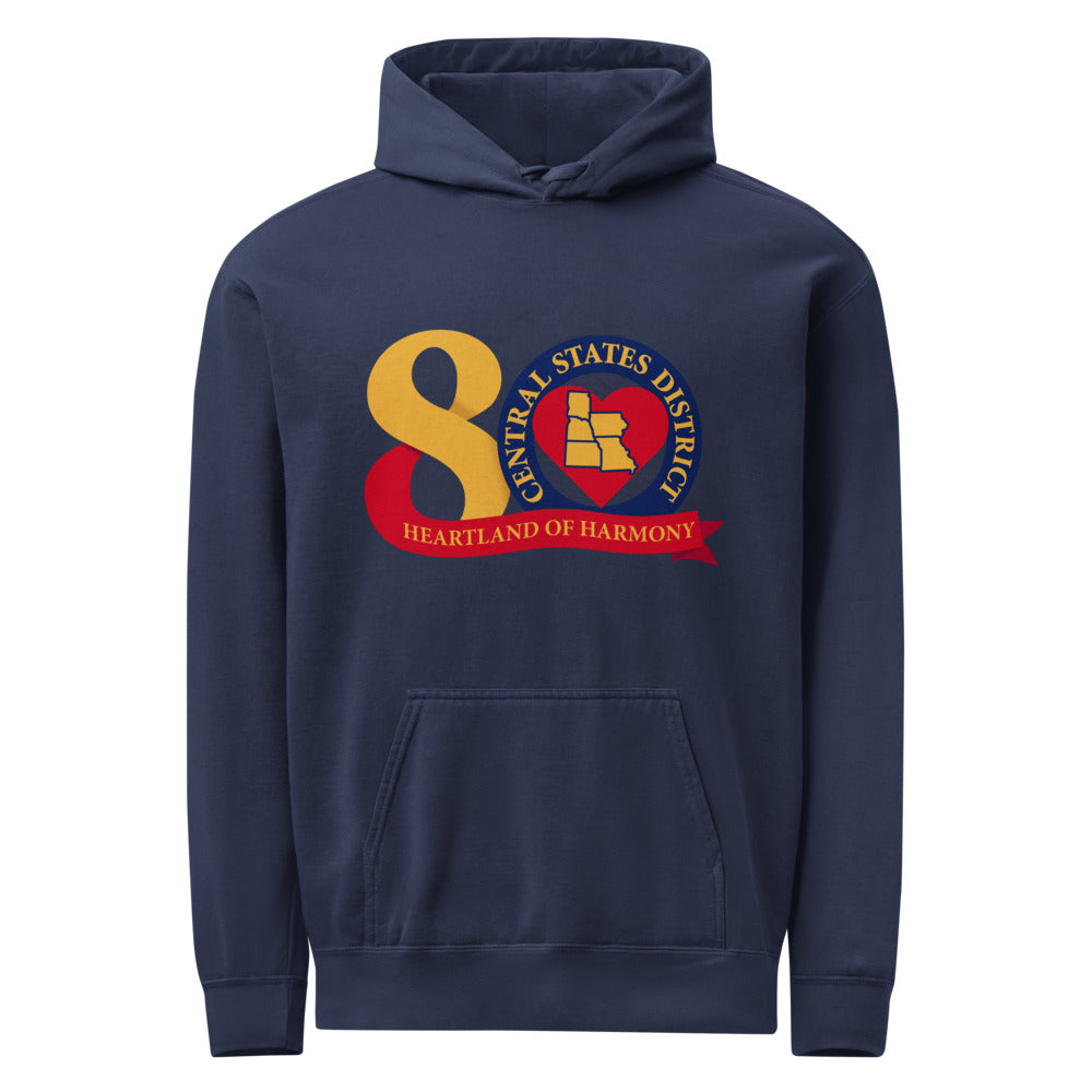 Central States District of the Barbershop Harmony Society — Unisex Garment-Dyed Hooded Sweatshirt I Comfort Colors 1567 (Blue Jean)