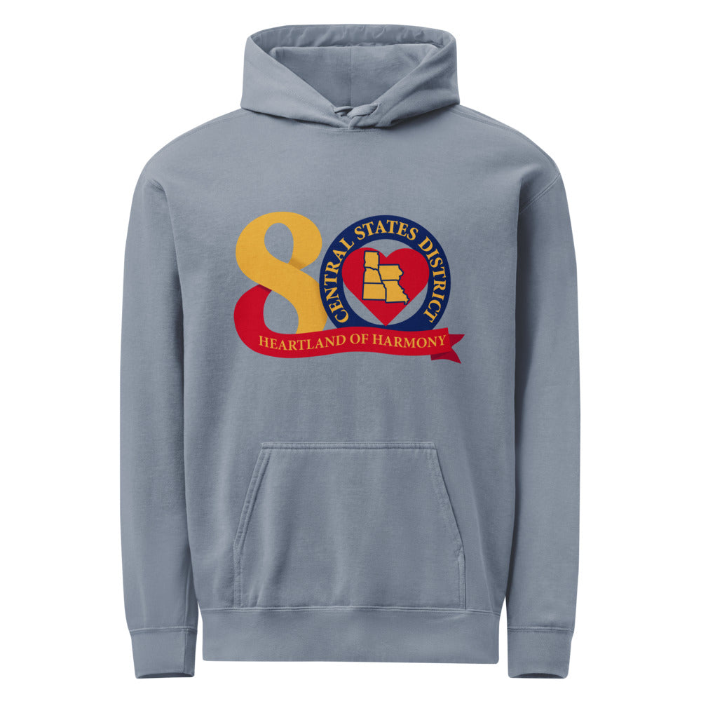 Central States District of the Barbershop Harmony Society — Unisex Garment-Dyed Hooded Sweatshirt I Comfort Colors 1567 (Blue Jean)