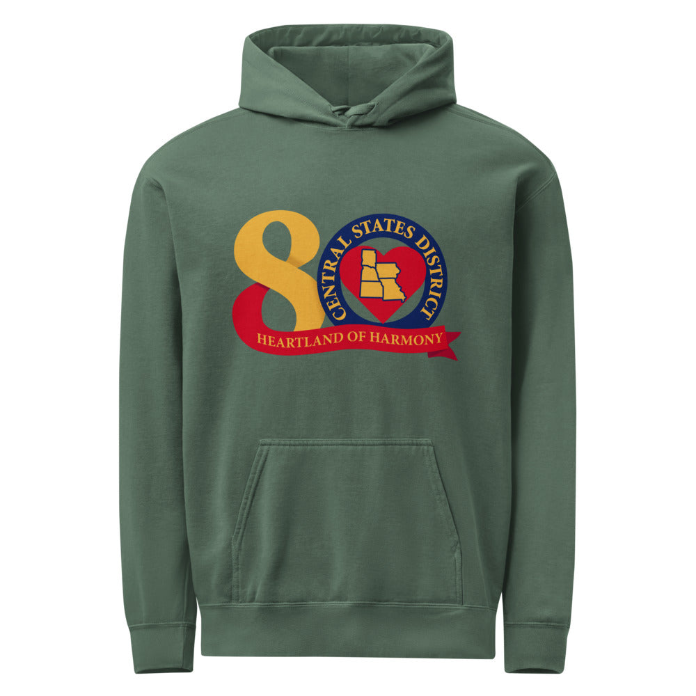 Central States District of the Barbershop Harmony Society — Unisex Garment-Dyed Hooded Sweatshirt I Comfort Colors 1567 (Blue Jean)