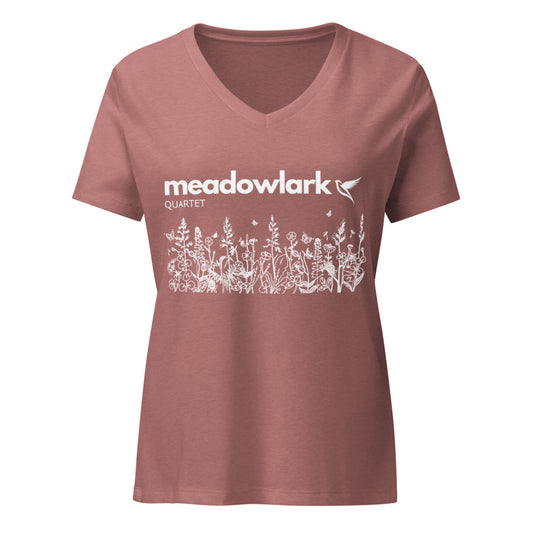 Meadowlark — Women's Relaxed V-Neck T-Shirt | Bella Canvas 6405CVC (Heather Slate)