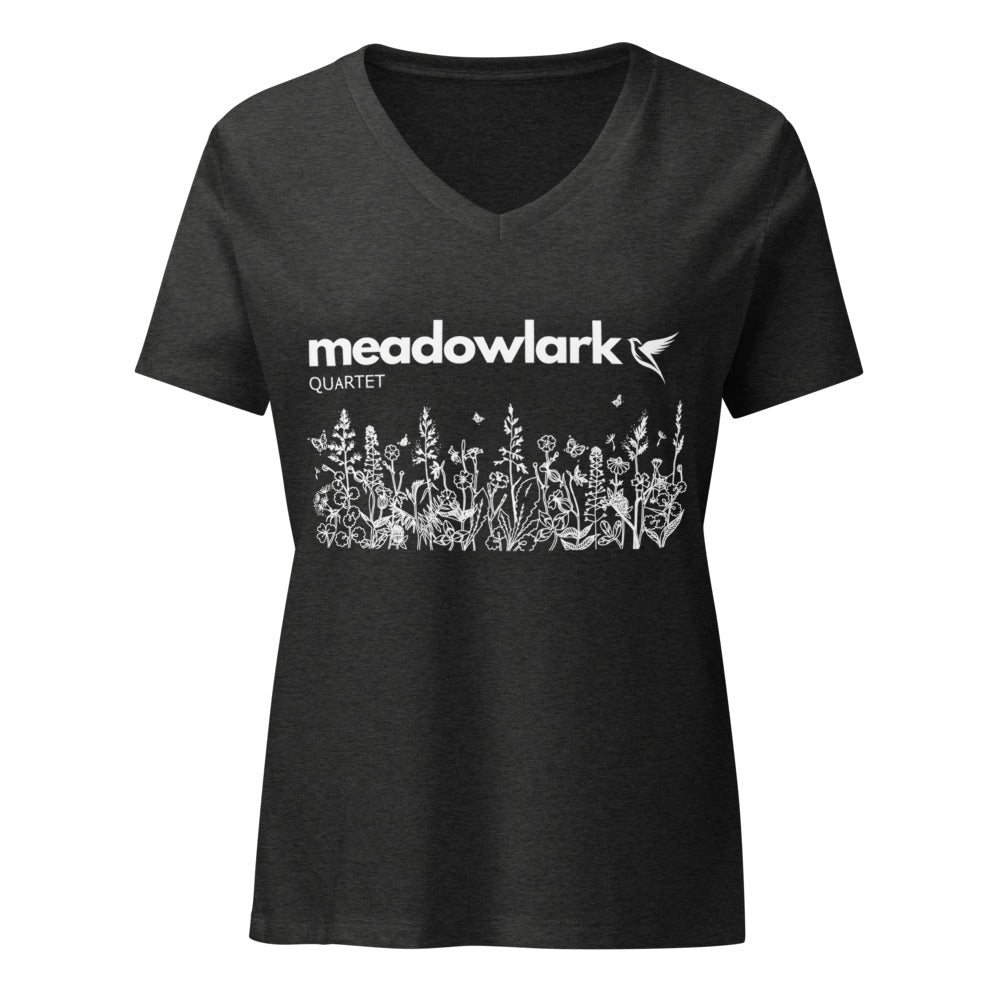 Meadowlark — Women's Relaxed V-Neck T-Shirt | Bella Canvas 6405CVC (Heather Slate)