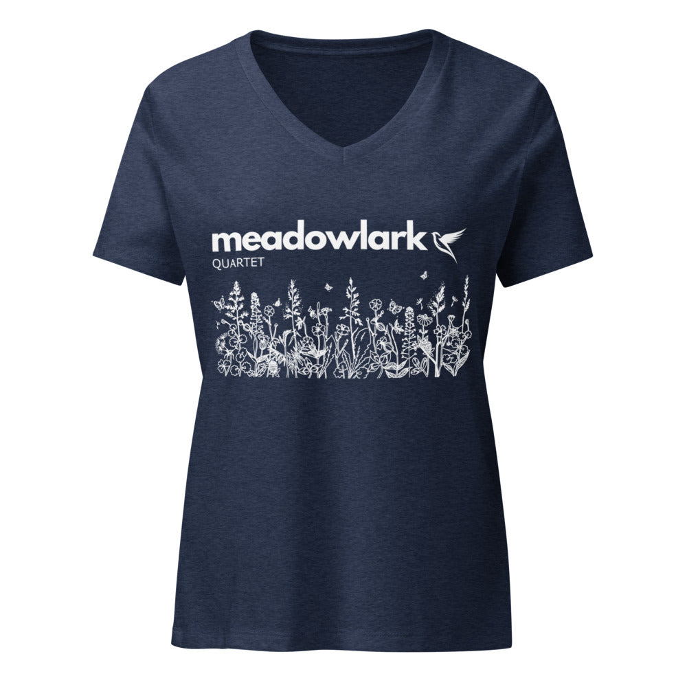 Meadowlark — Women's Relaxed V-Neck T-Shirt | Bella Canvas 6405CVC (Heather Slate)