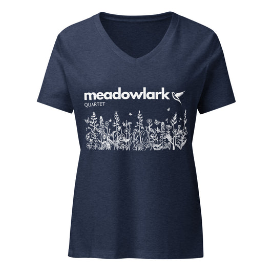 Meadowlark — Women's Relaxed V-Neck T-Shirt | Bella Canvas 6405CVC (Heather Slate)