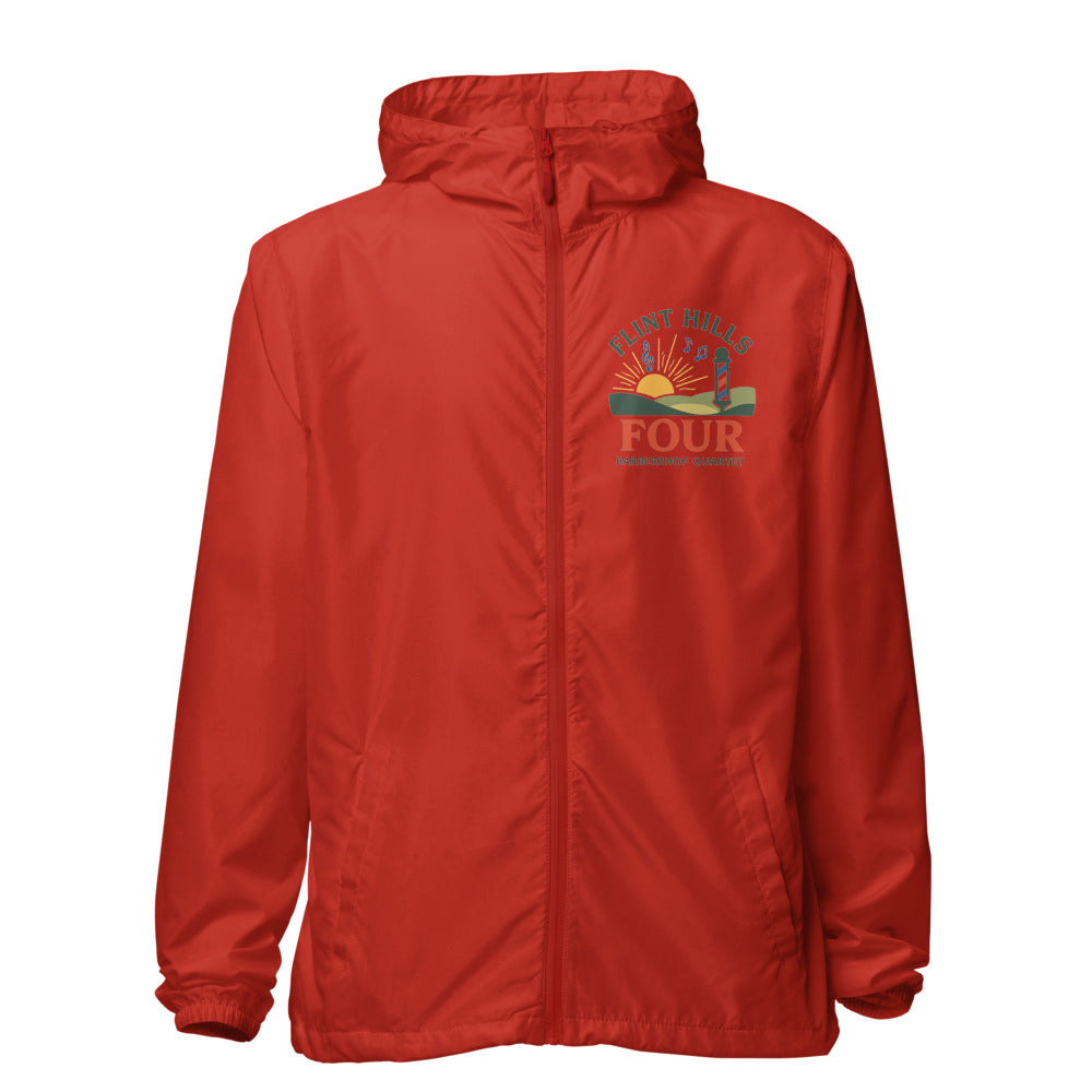Flint Hills Four — Unisex Lightweight Zip Up Windbreaker | Independent Trading Co. EXP54LWZ (Aqua/White Zipper)