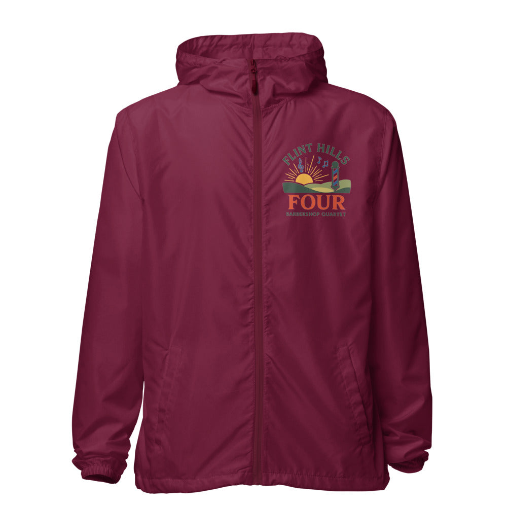 Flint Hills Four — Unisex Lightweight Zip Up Windbreaker | Independent Trading Co. EXP54LWZ (Aqua/White Zipper)