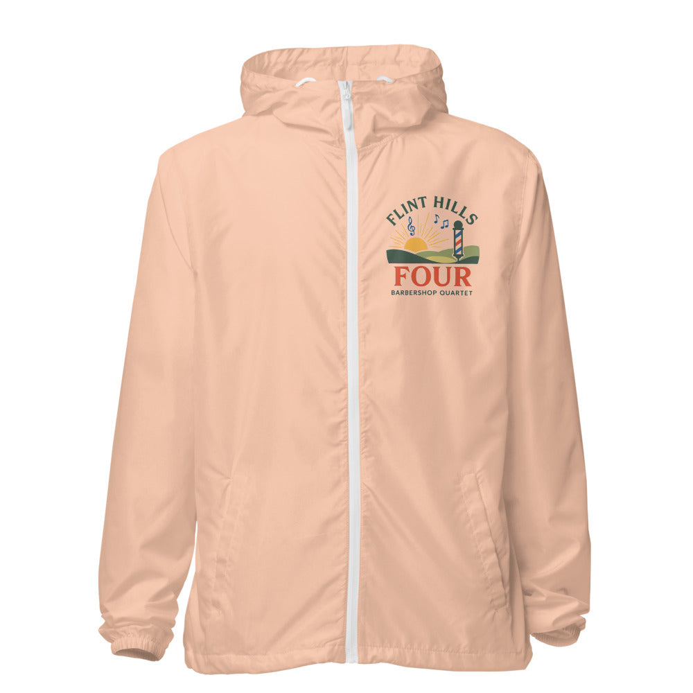 Flint Hills Four — Unisex Lightweight Zip Up Windbreaker | Independent Trading Co. EXP54LWZ (Aqua/White Zipper)