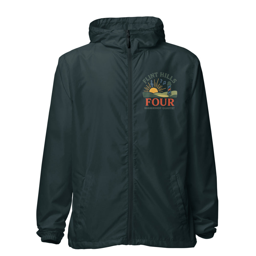 Flint Hills Four — Unisex Lightweight Zip Up Windbreaker | Independent Trading Co. EXP54LWZ (Aqua/White Zipper)