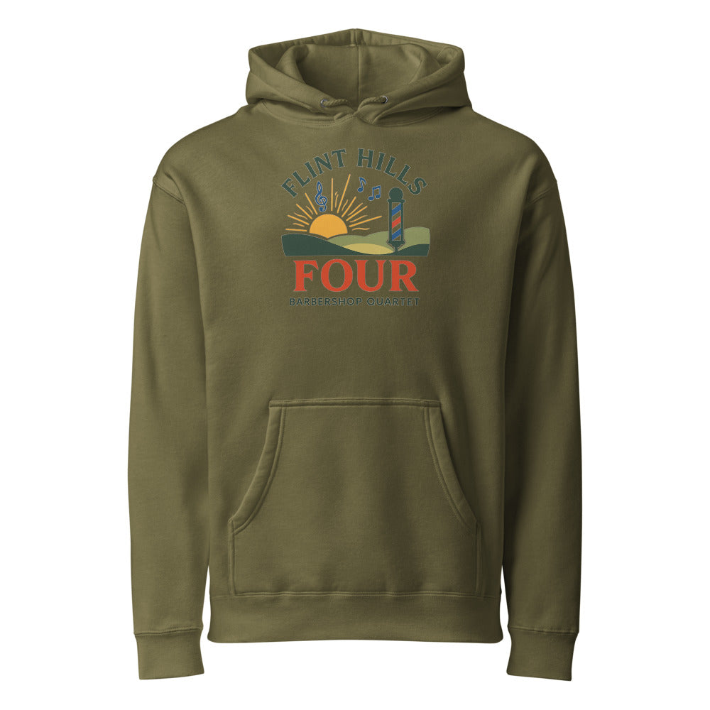 Flint Hills Four — Unisex Heavyweight Hooded Sweatshirt | Independent Trading Co. IND4000 (Army)