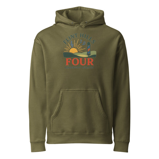 Flint Hills Four — Unisex Heavyweight Hooded Sweatshirt | Independent Trading Co. IND4000 (Army)