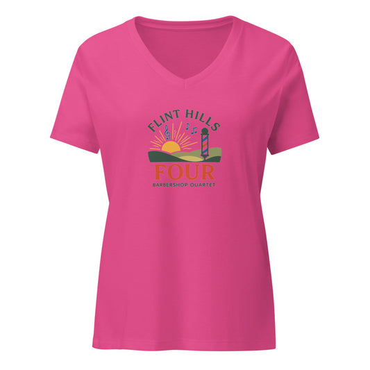 Flint Hills Four — Women's Relaxed V-Neck T-Shirt | Bella Canvas 6405CVC (Heather Slate)