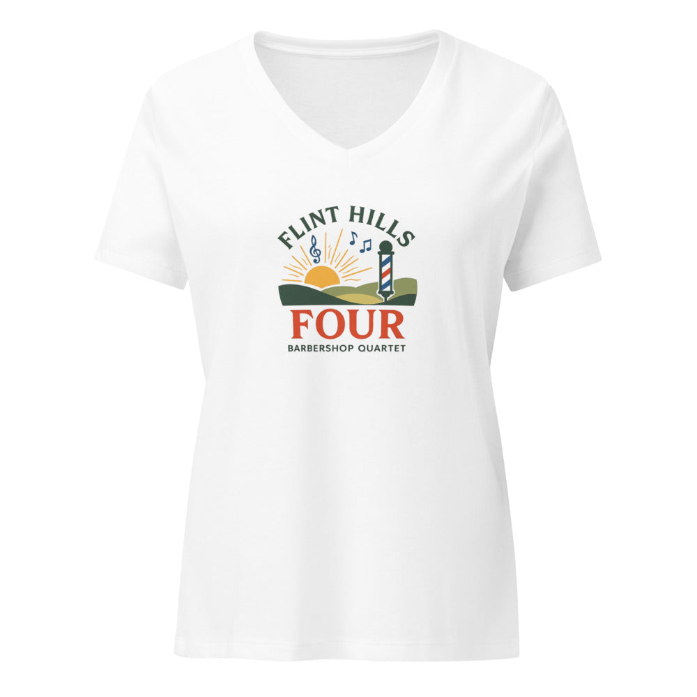 Flint Hills Four — Women's Relaxed V-Neck T-Shirt | Bella Canvas 6405CVC (Heather Slate)