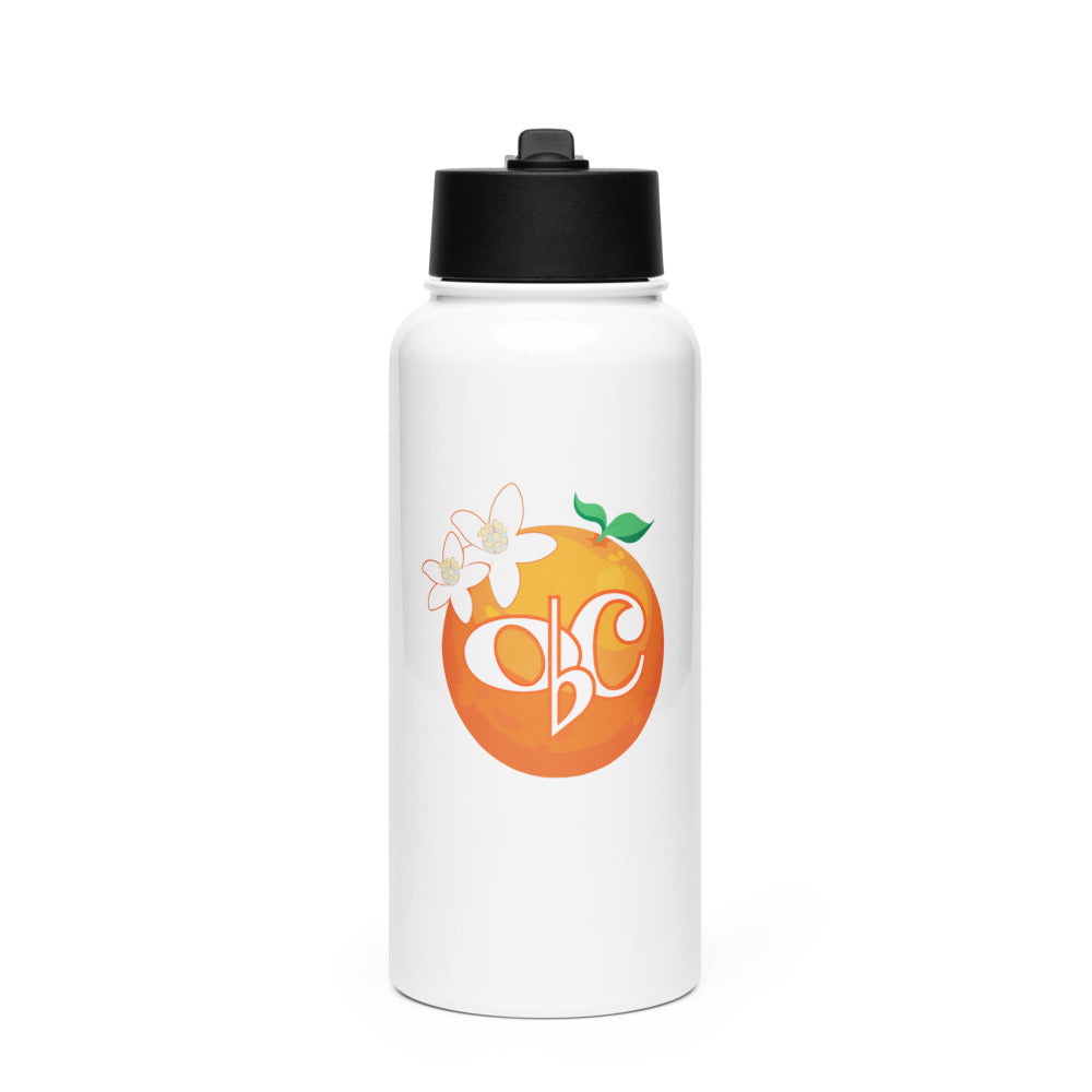 Orange Blossom Chorus — Stainless Steel Water Bottle with a Straw Lid (White)