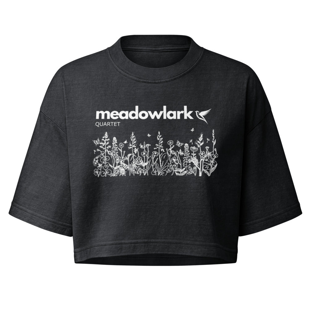 Meadowlark — Women's Garment Dye Cropped Tee | Bella + Canvas 6882GD (Washed Black)