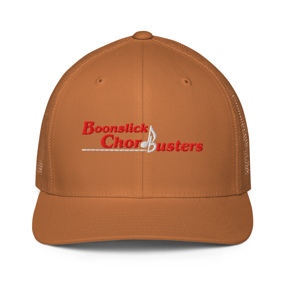 Boonslick Chordbusters — Closed-Back Trucker Cap | Flexfit 6511 (Black/White)