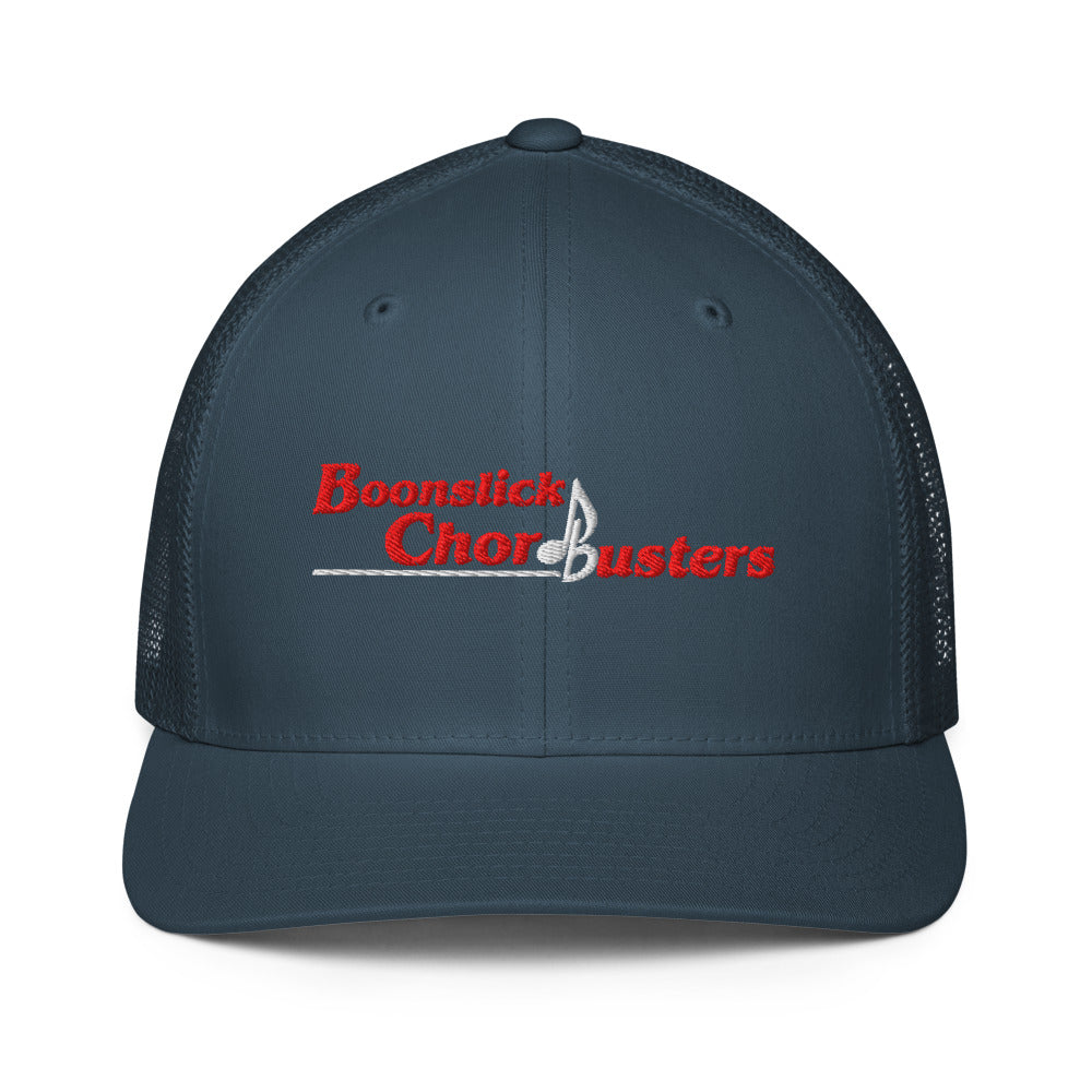 Boonslick Chordbusters — Closed-Back Trucker Cap | Flexfit 6511 (Black/White)